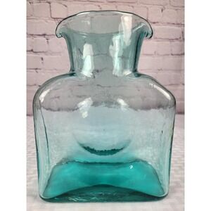 Vintage Blenko Glass Company 384 Turquoise Sea Green Blue Handblown Water Bottle